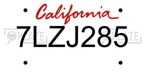 7LZJ285 California License Plate