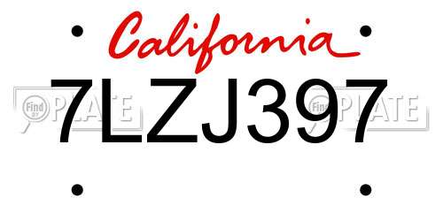 7LZJ397 California License Plate