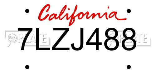 7LZJ488 California License Plate