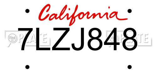 7LZJ848 California License Plate