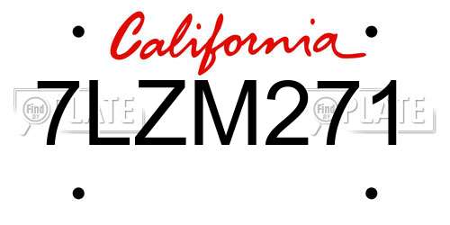 7LZM271 California License Plate