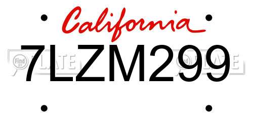 7LZM299 California License Plate
