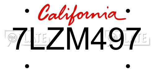 7LZM497 California License Plate