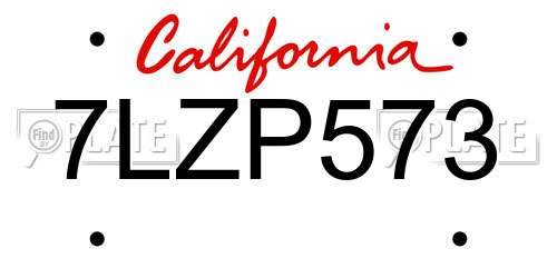 7LZP573 California License Plate