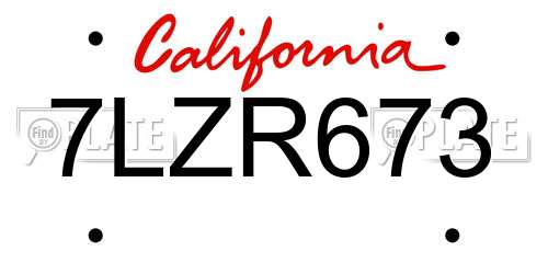 7LZR673 California License Plate