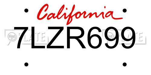 7LZR699 California License Plate