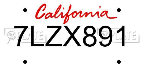 7LZX891 California License Plate