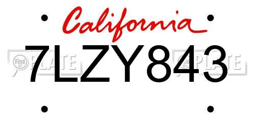7LZY843 California License Plate