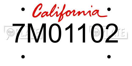 7M01102 California License Plate