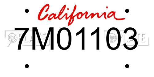 7M01103 California License Plate