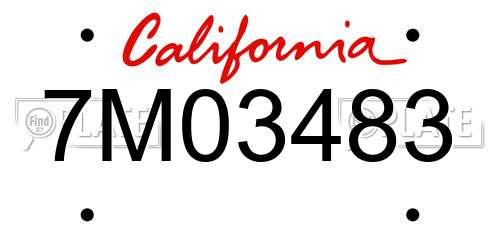 7M03483 California License Plate