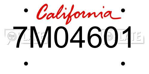 7M04601 California License Plate