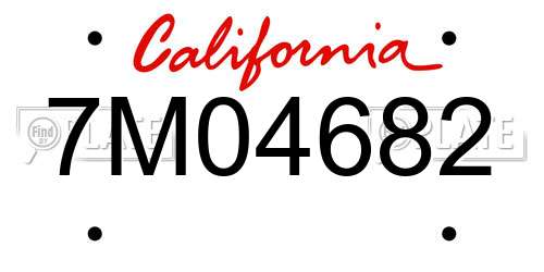 7M04682 California License Plate