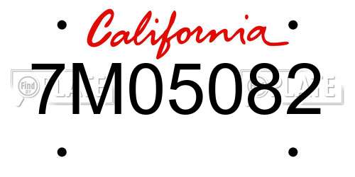 7M05082 California License Plate