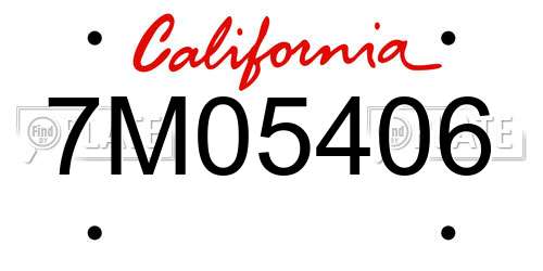 7M05406 California License Plate