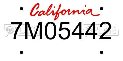7M05442 California License Plate