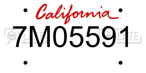 7M05591 California License Plate