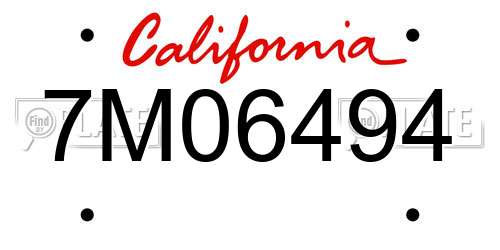 7M06494 California License Plate