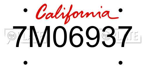 7M06937 California License Plate
