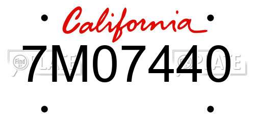 7M07440 California License Plate