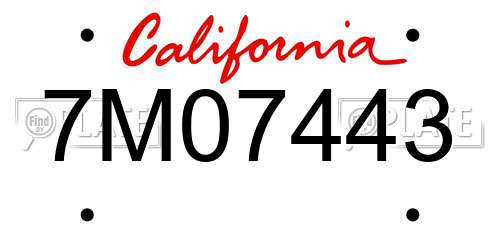 7M07443 California License Plate