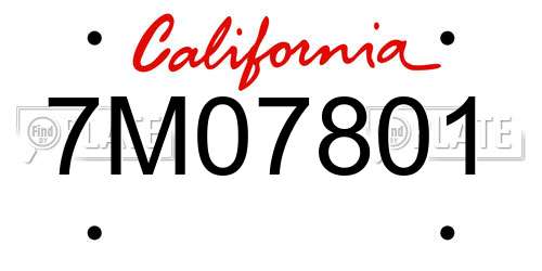 7M07801 California License Plate