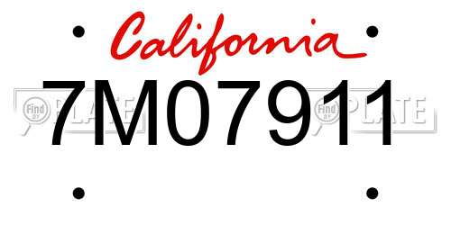 7M07911 California License Plate