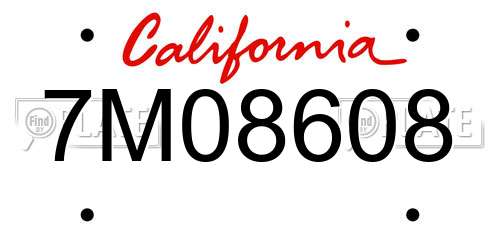7M08608 California License Plate