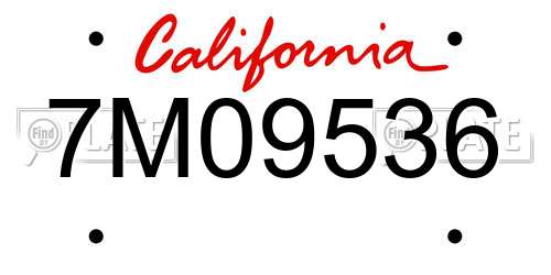 7M09536 California License Plate