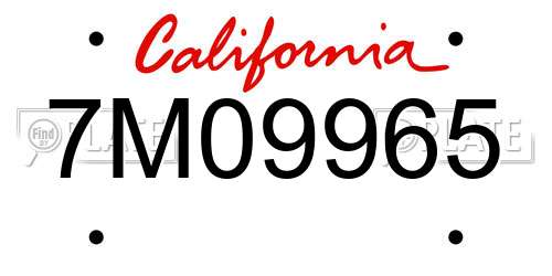 7M09965 California License Plate
