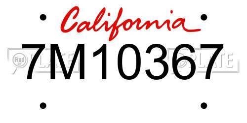 7M10367 California License Plate