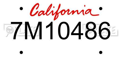 7M10486 California License Plate