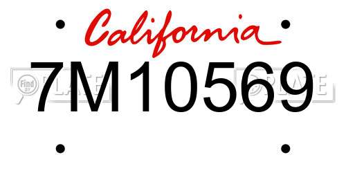7M10569 California License Plate