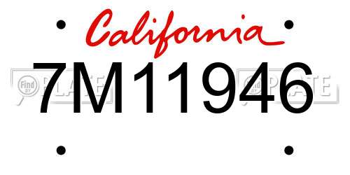 7M11946 California License Plate