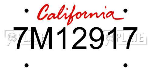 7M12917 California License Plate