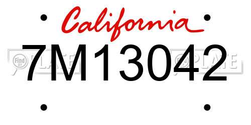 7M13042 California License Plate
