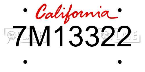 7M13322 California License Plate