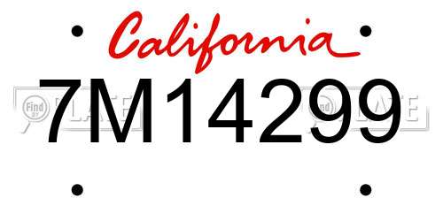 7M14299 California License Plate