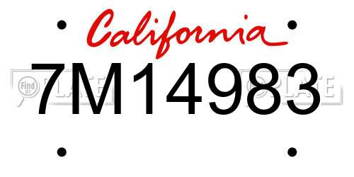 7M14983 California License Plate