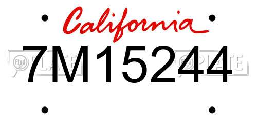 7M15244 California License Plate