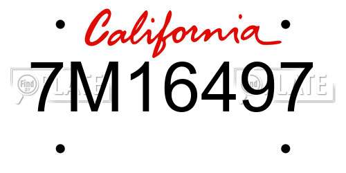 7M16497 California License Plate