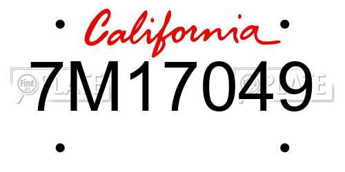 7M17049 California License Plate