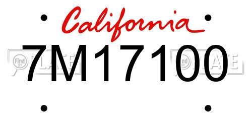 7M17100 California License Plate