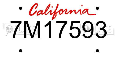 7M17593 California License Plate