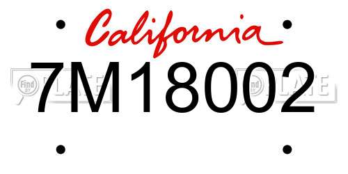 7M18002 California License Plate