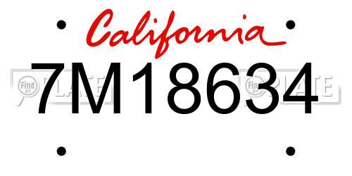 7M18634 California License Plate