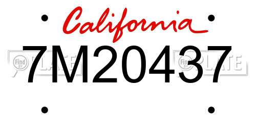 7M20437 California License Plate
