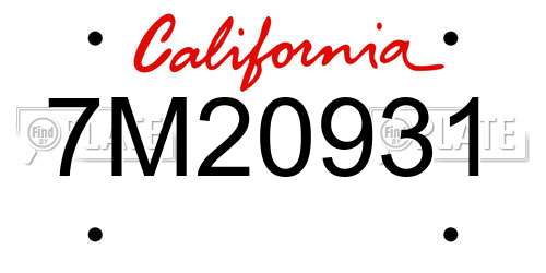 7M20931 California License Plate