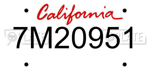 7M20951 California License Plate