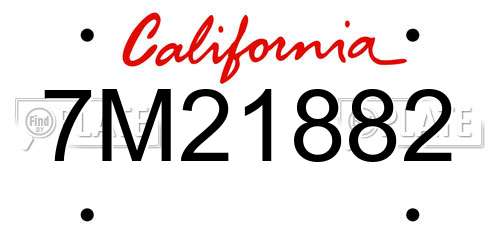 7M21882 California License Plate